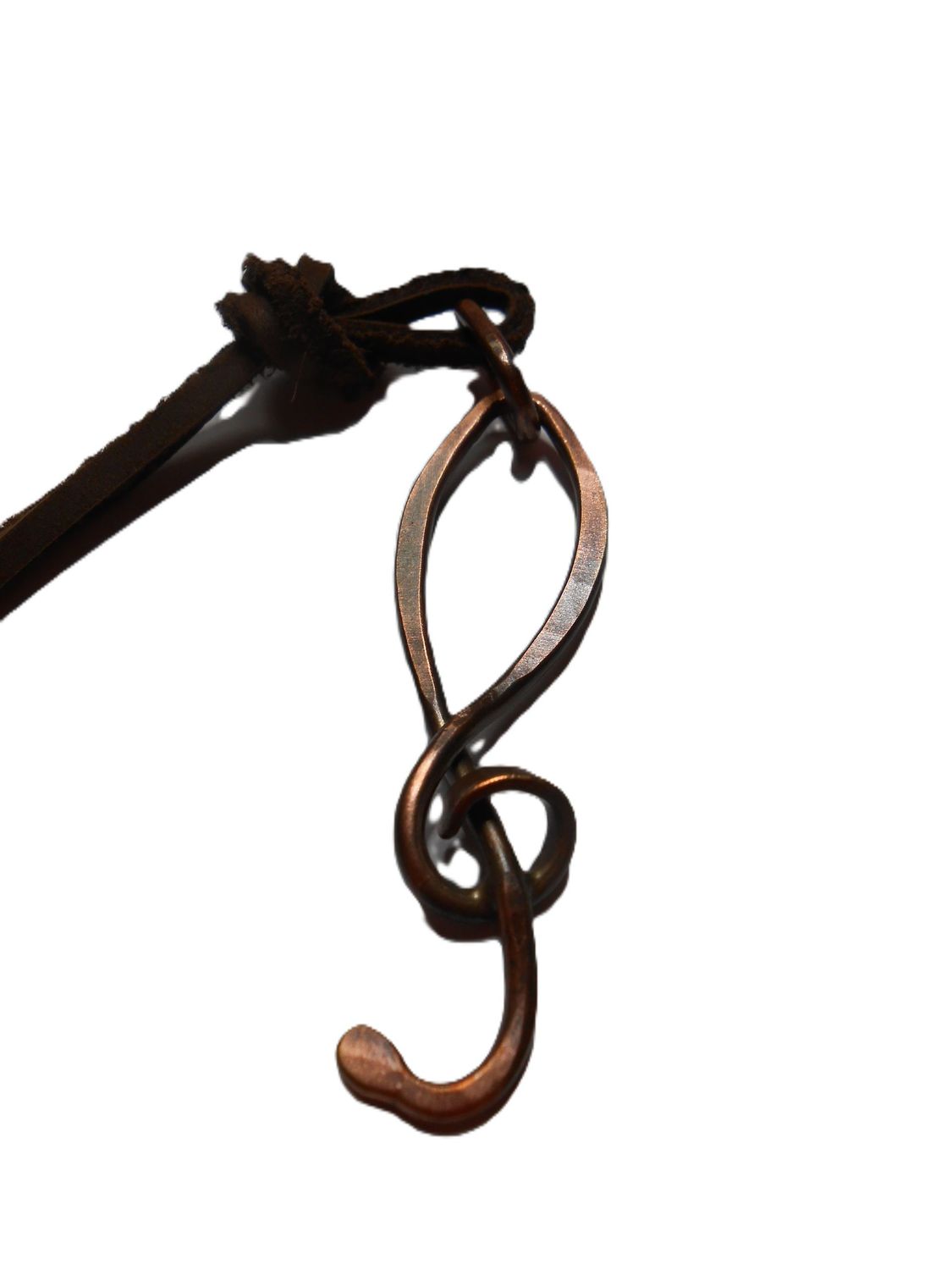 Anhänger aus Kupfer handgeschmiedet mit Violinschlüssel 60 mm