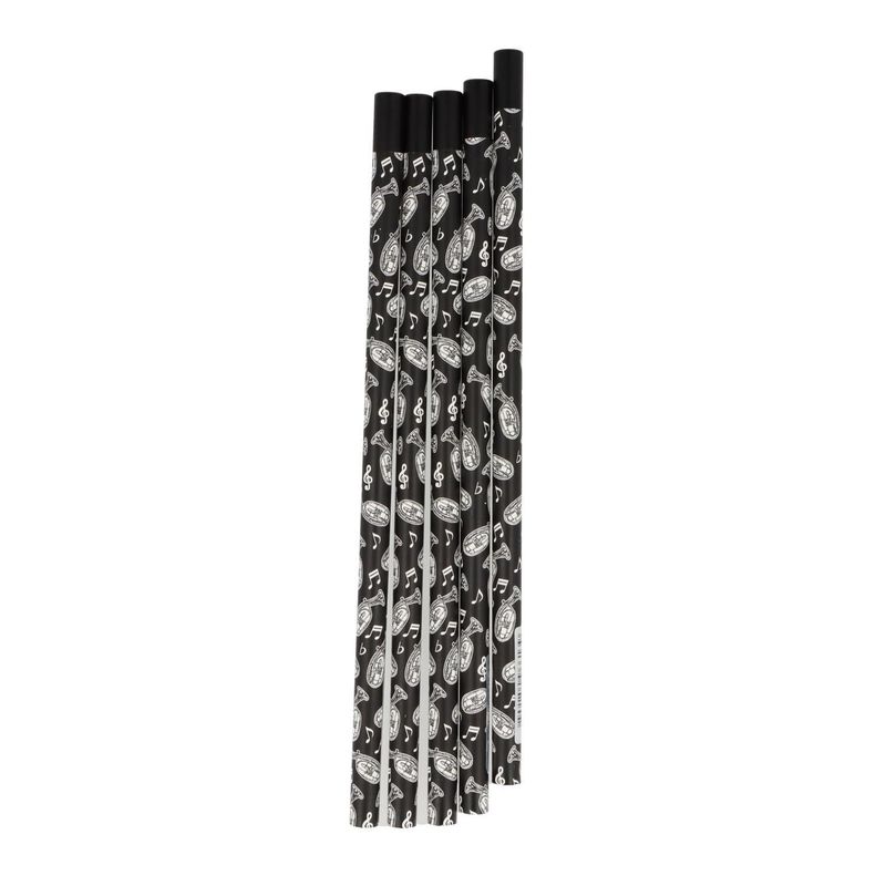 5 Bleistifte mit Note in schwarz mit Tenorhorn 5 Bleistifte mit Note in schwarz mit Tenorhorn