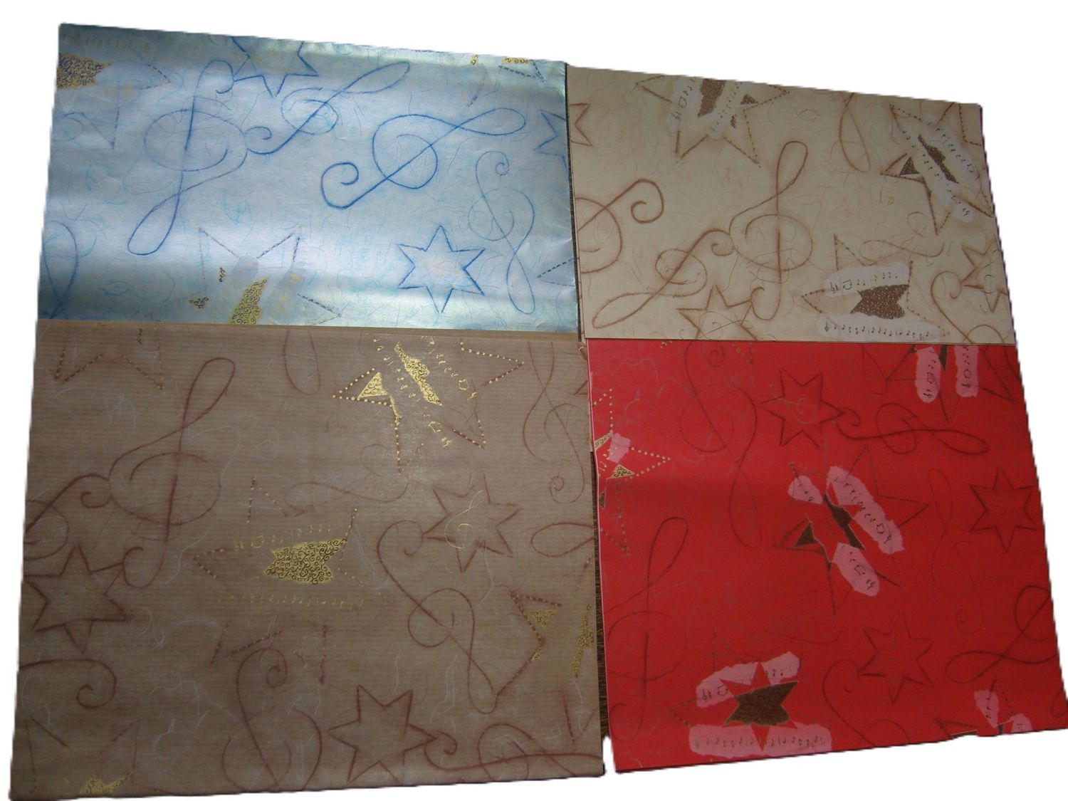 4 Bögen Geschenkpapier mit Sternen + Violinschlüssel 50 x 70