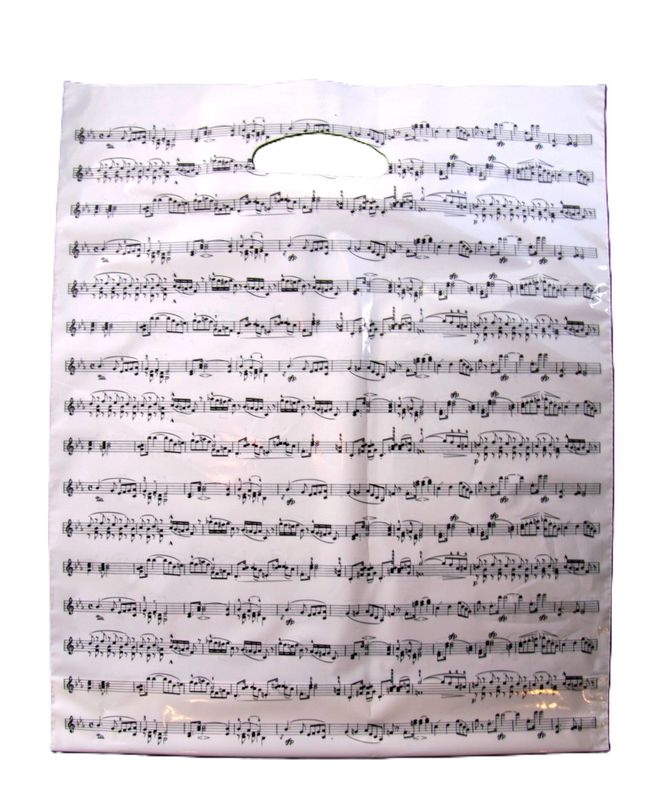7 Stück Tragetasche mit Noten plastik 36 x 45 cm weiß