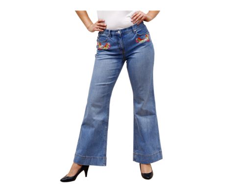 Damen-Jeans mit Stickerei, Gr. 46