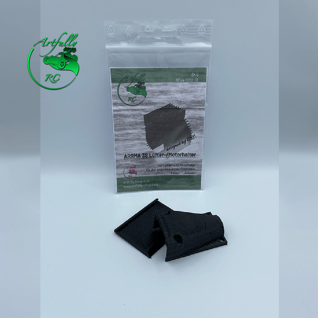Artfully RC - Lüfterhalter & Motorstützen-Set Arrma 3S , Farbauswahl: schwarz