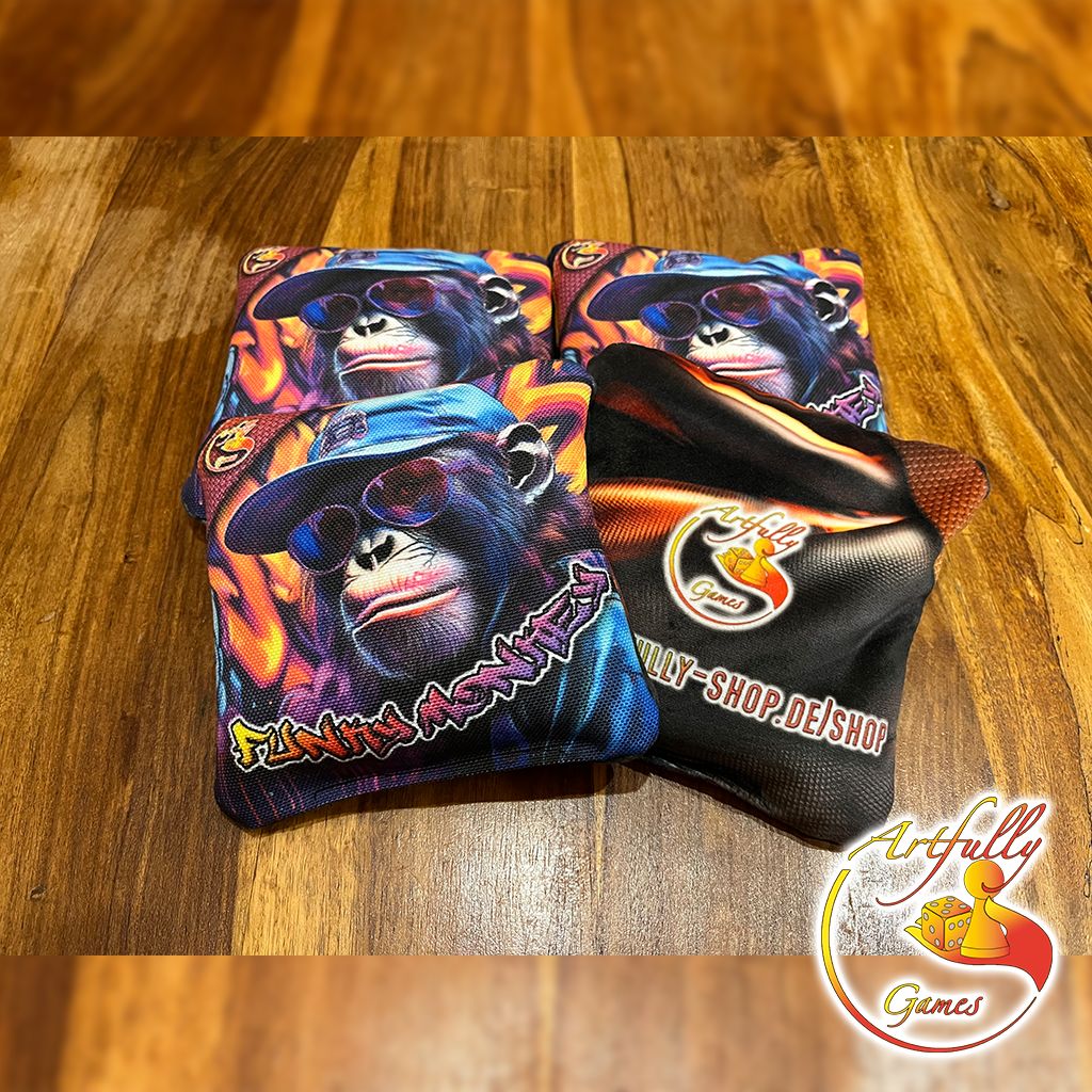 Artfully Games - Cornhole-/Sackloch-Hobby-Bags, 4er-Set - Monkey