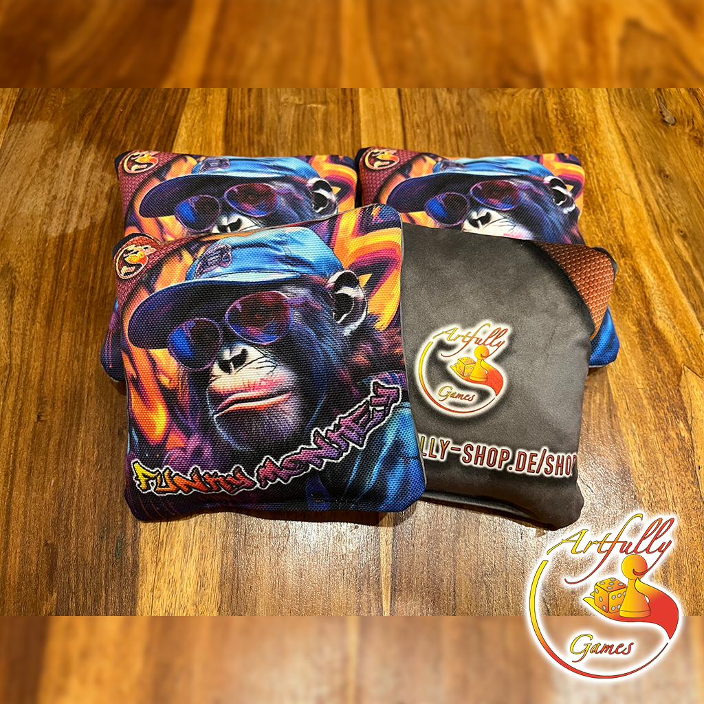 Artfully Games - Cornhole-/Sackloch-Hobby-Bags, 4er-Set - Monkey