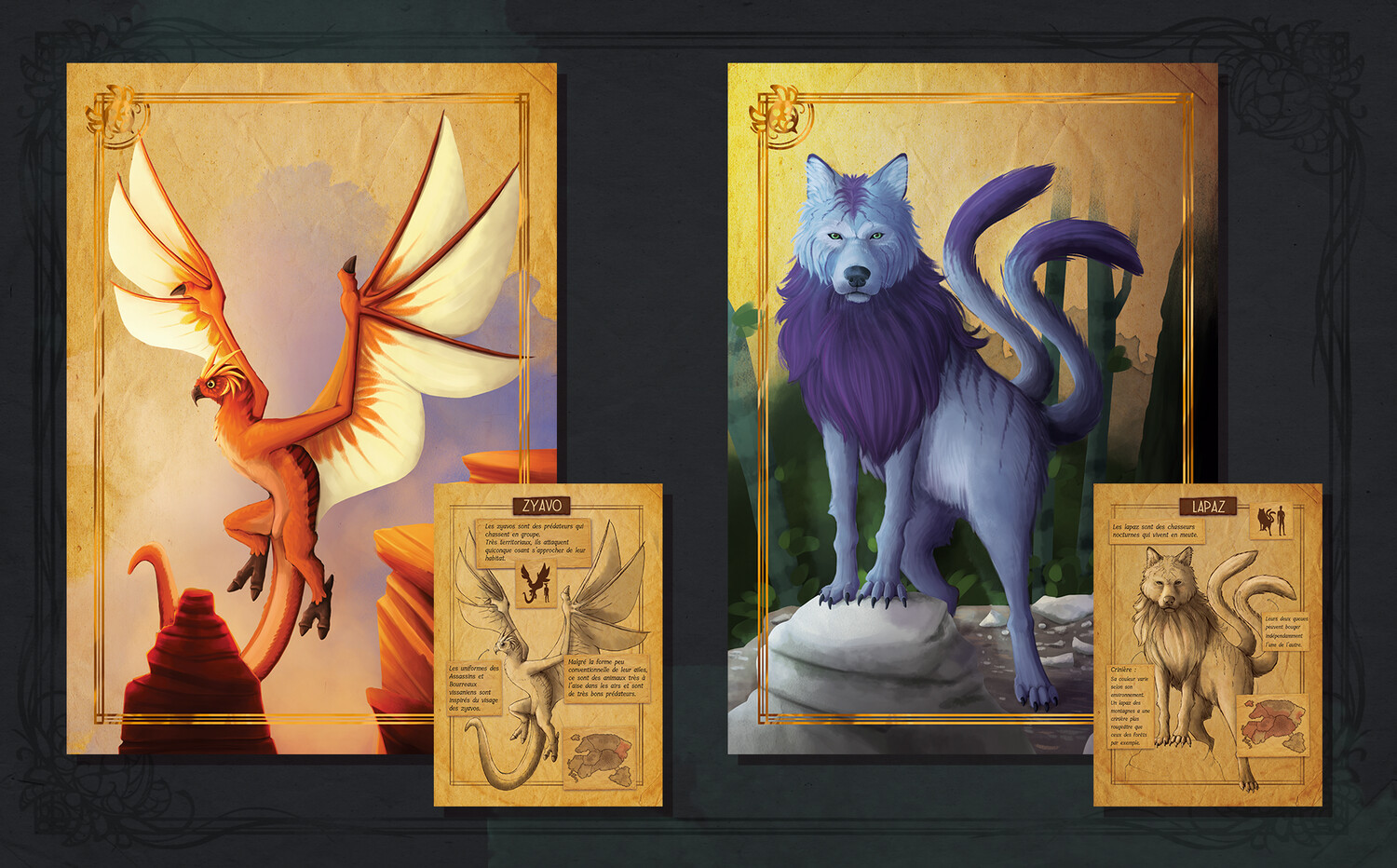 Cartes A5 Recto/Verso &quot;Bestiaire de Wallésia&quot;