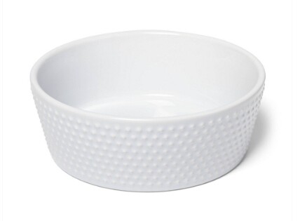 Stoneware White Textured Dog Bowl - 4c