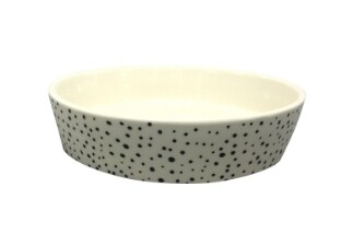 Stoneware Pet Bowl with
Polka Dot Pattern