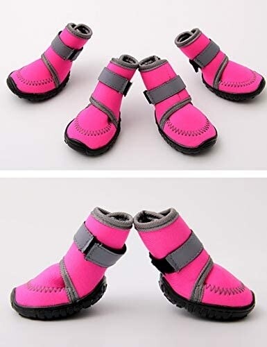 Pink - Waterproof Non-Slip Dog Boots - L