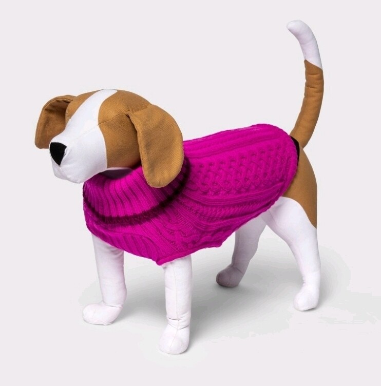 Fuschia - Cable Knit Turtleneck Sweater - M