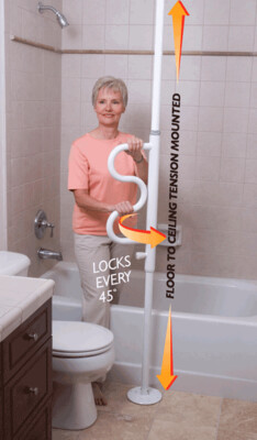 Stander Security Pole w/ Optional Curved Grab Bar LAST ONE! Display only.