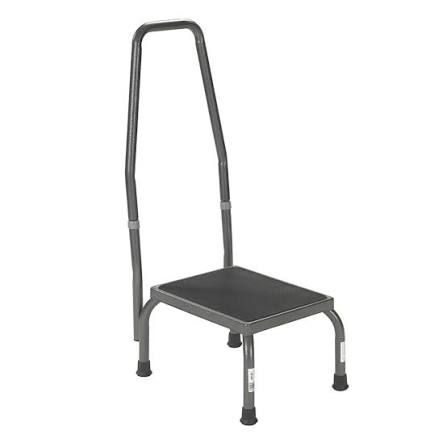 Footstool with Non Skid Rubber Platform and Handrail