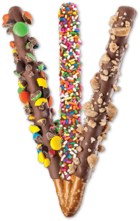 Specialty Chocolate Covered Pretzel Rods (Dozen)