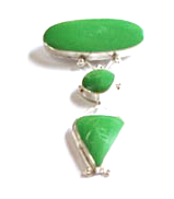 Pendant Tribal Antq Silver Green