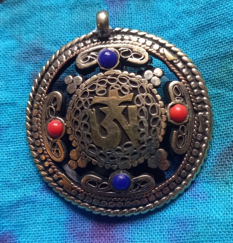 Brass handmade Tibetan pendant(33mm)