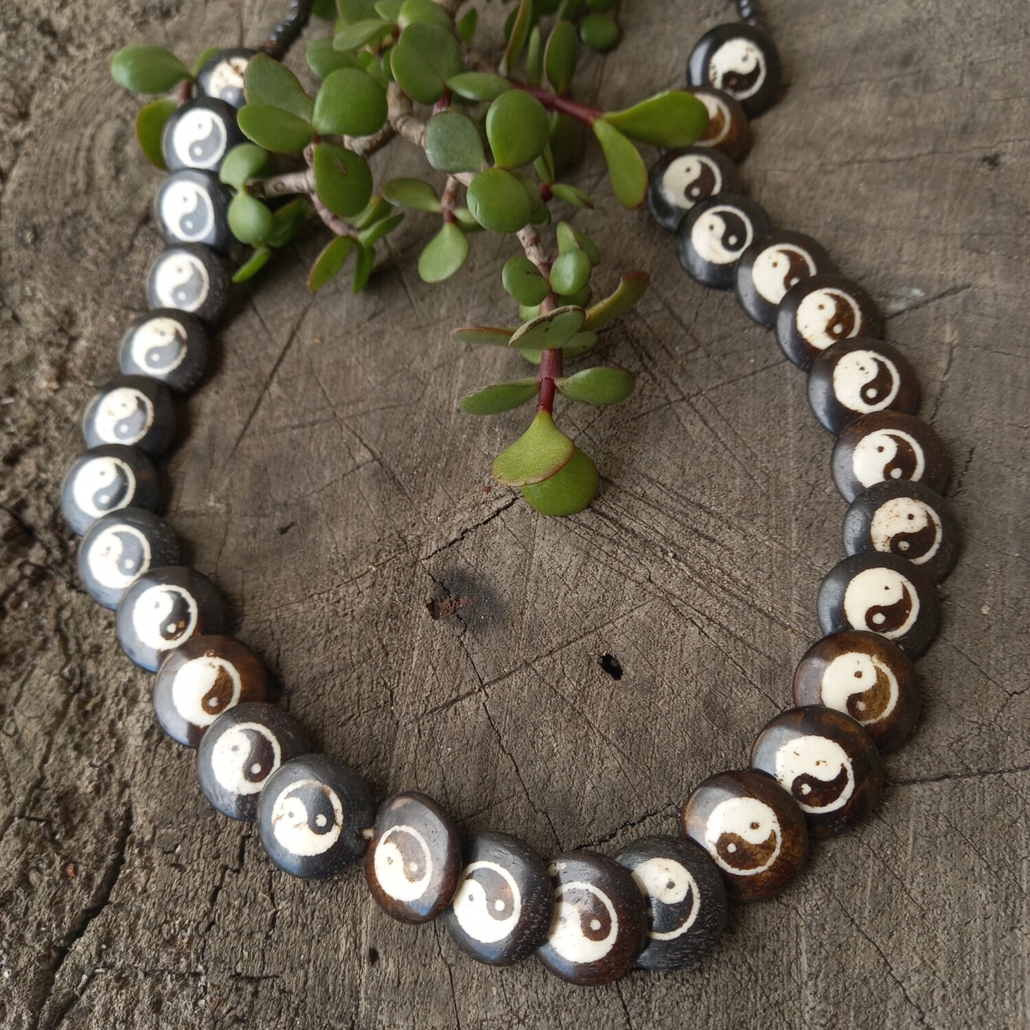 Yin/yan bone necklace