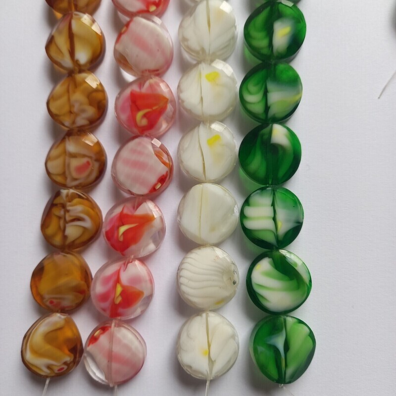 lampwork 18mm green/white