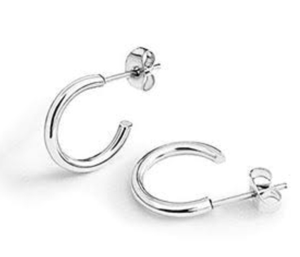 925 sterling silver hoop stud earrings 3x14mm