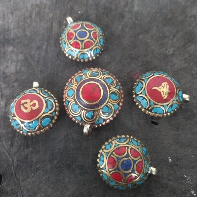 Brass handmade Tibetan pendant(25mm)