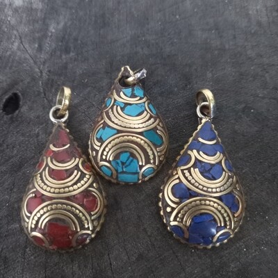 Brass handmade Tibetan pendant(32x21mm)