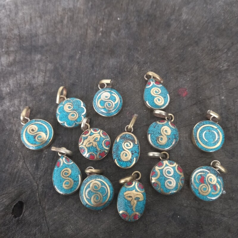 Brass handmade Tibetan pendant(+-14mm)