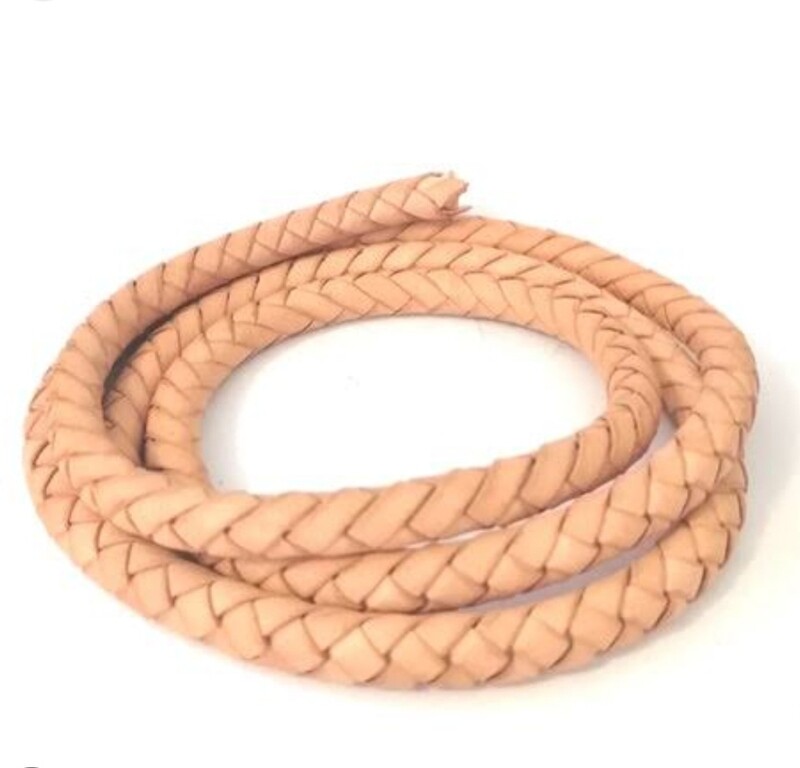 Braided Leather Natural 10mm (1METRES)