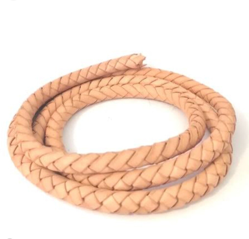 Braided Leather Natural 10mm (1METRES)