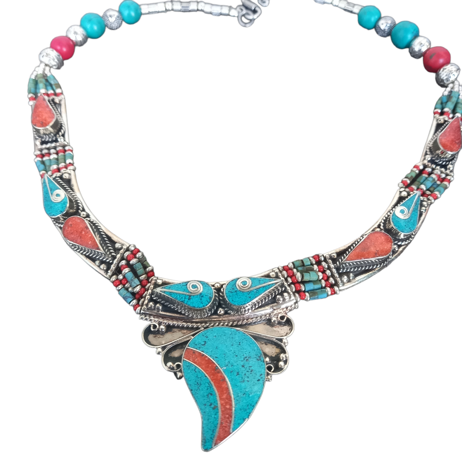 Necklace Coral &amp; Turquoise