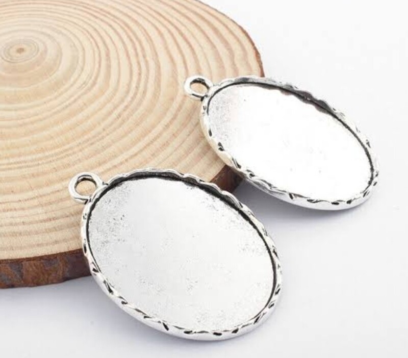 Dome Base  Oval  Nickel 30x40mm(4 pieces)