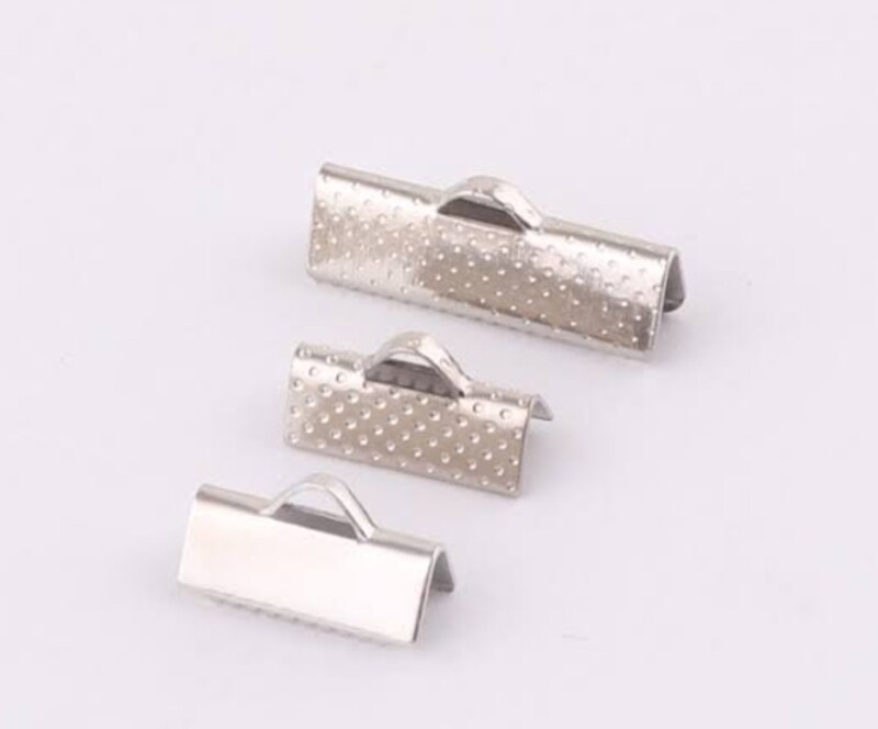 029-3: Leather ribbon end 8mm silver(100pieces)