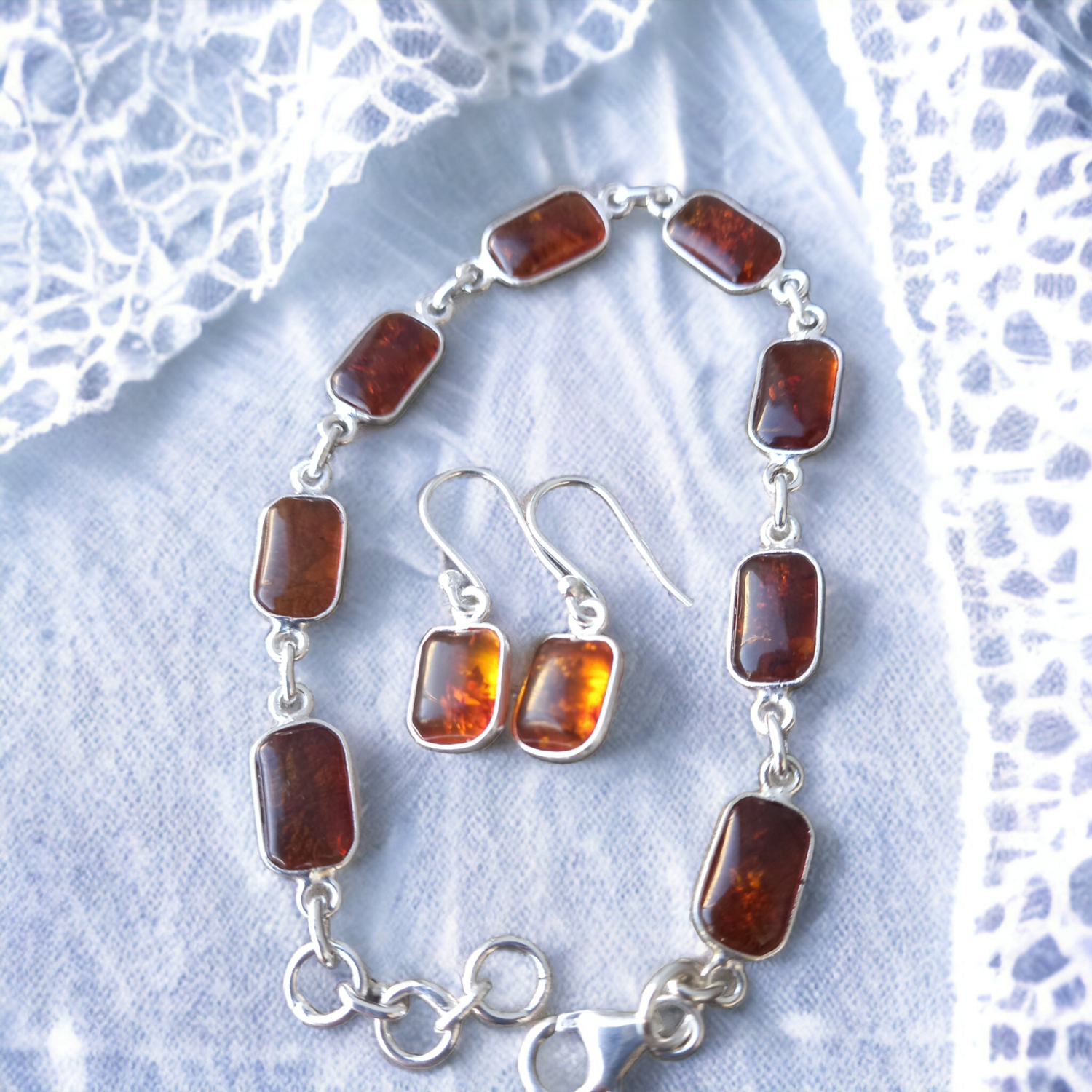925.ss. Earrings with Amber 