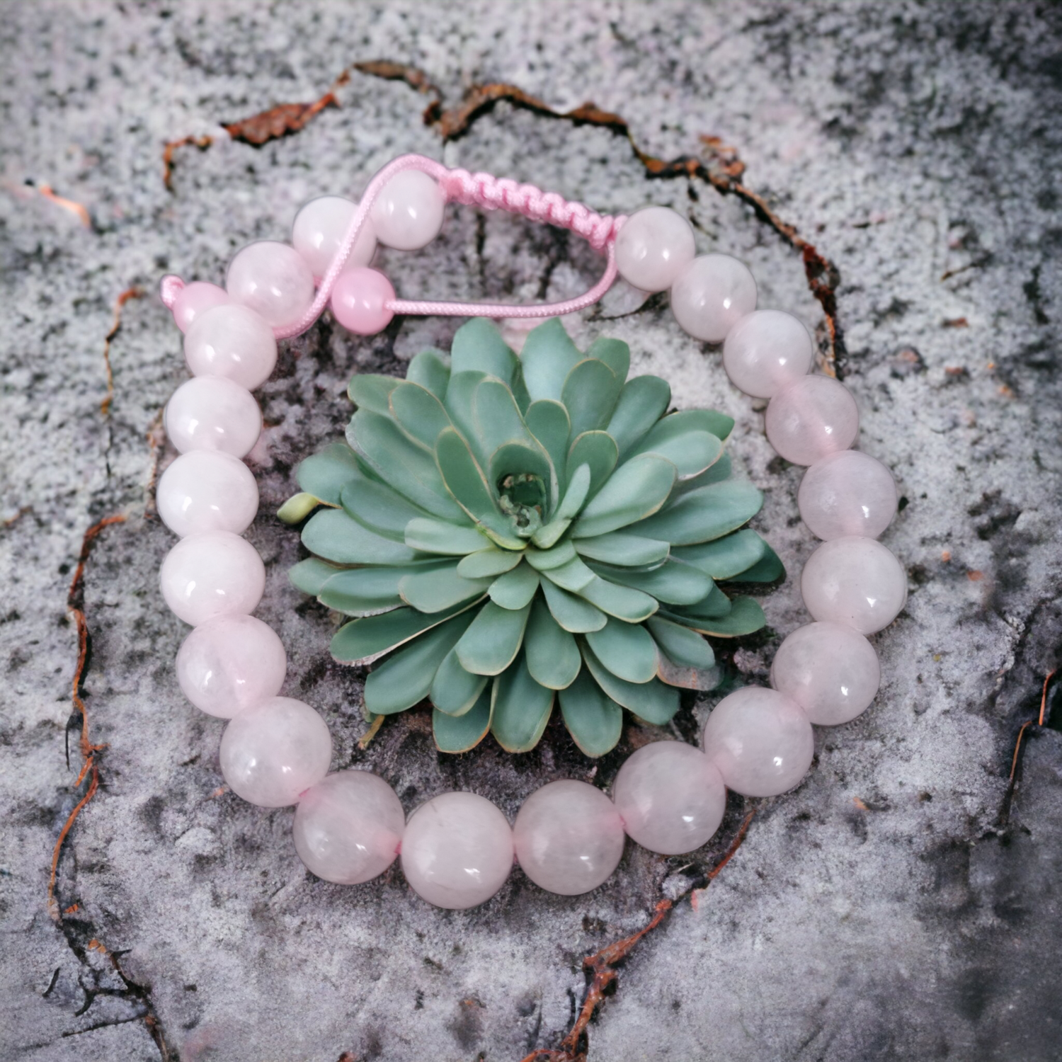 rose quartz adjustable bracelet 