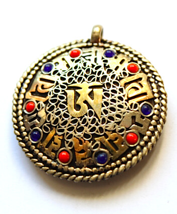 Pendant Round Coral &amp; Lapis Lazuli