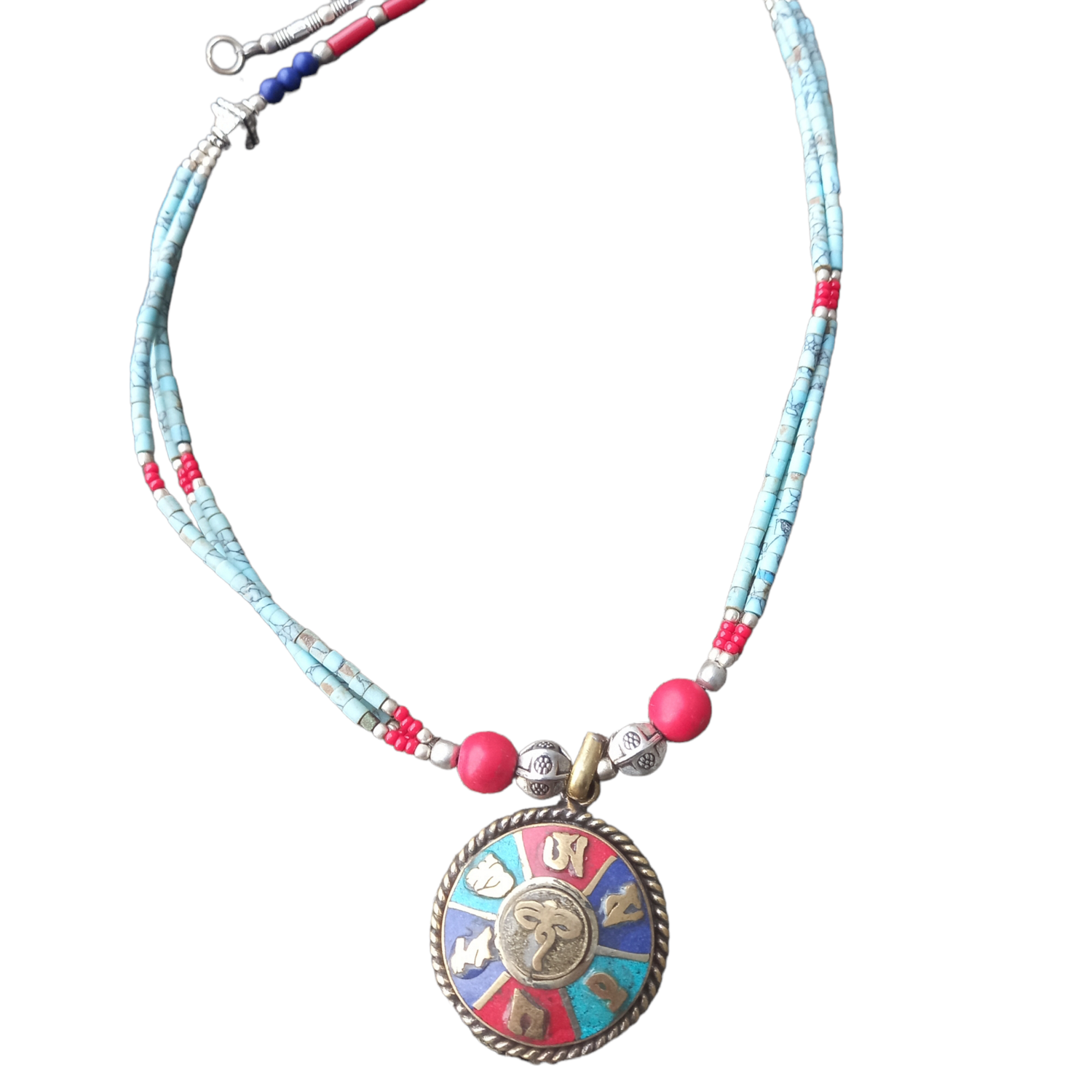 Necklace Coral,Turquoise, Lapis