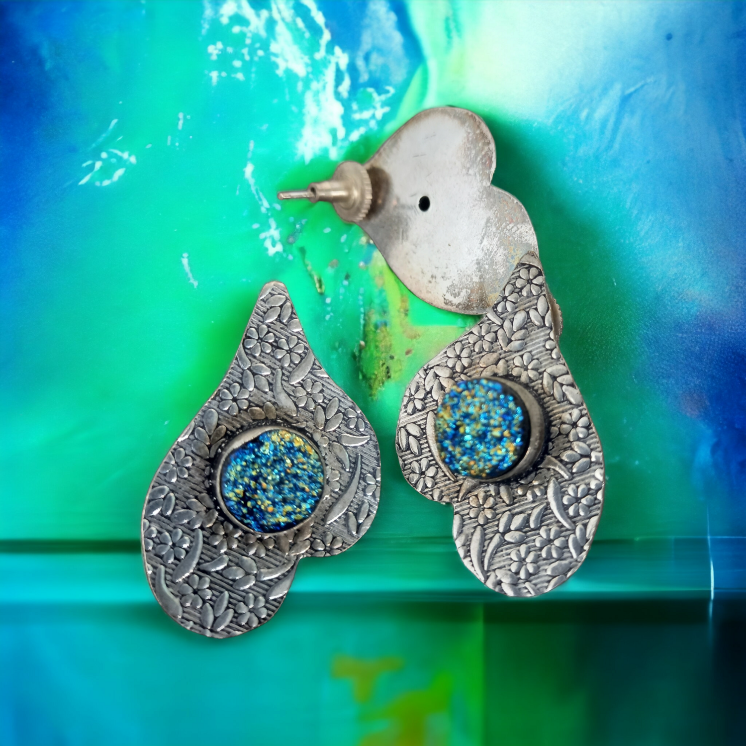 Metal Druzy stud earrings 