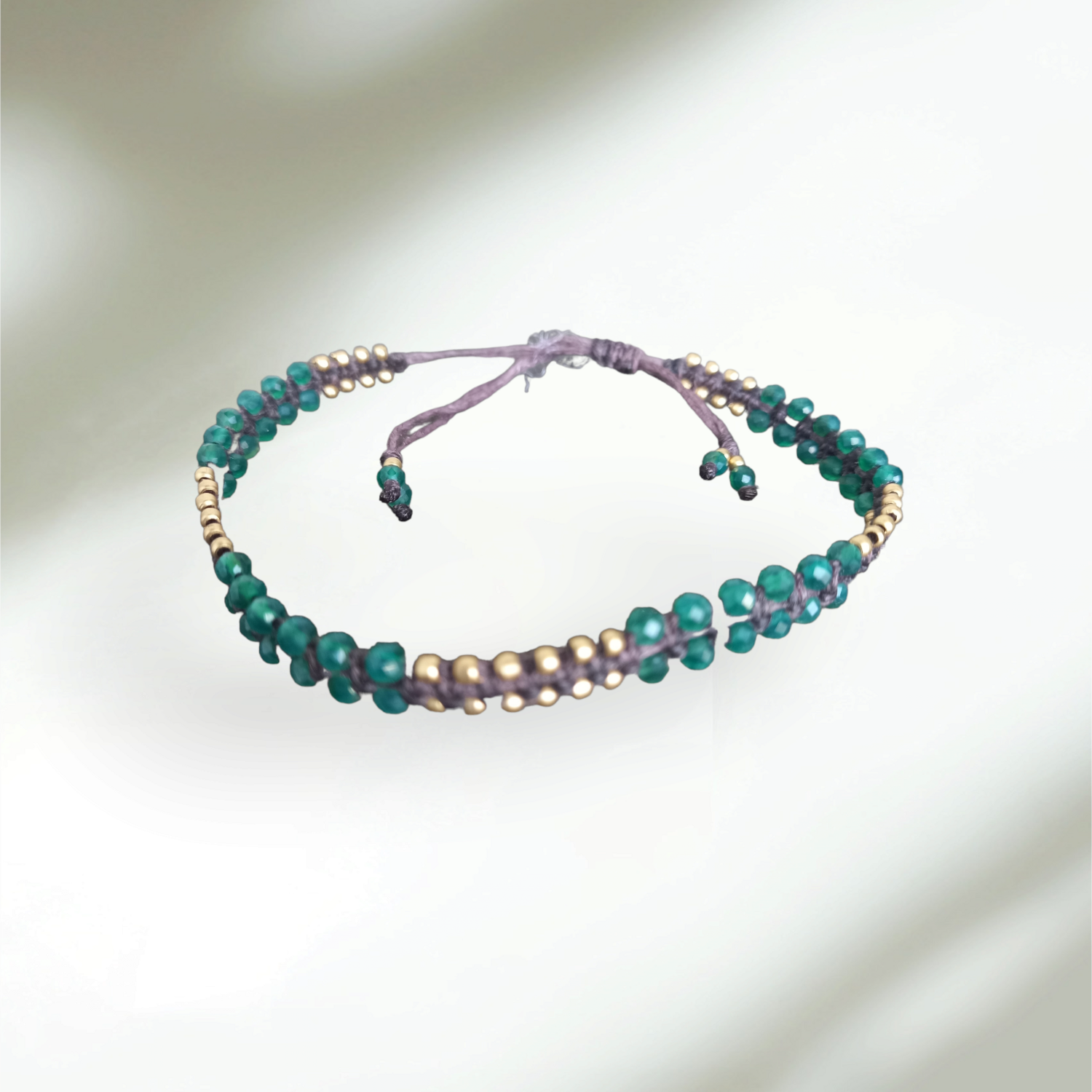 MC07. Macrame Green Onyx bracelet