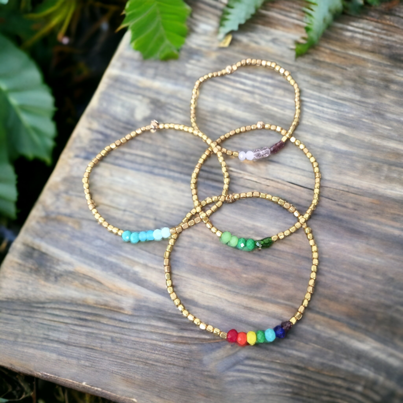 Brass &amp; crystal bracelets 