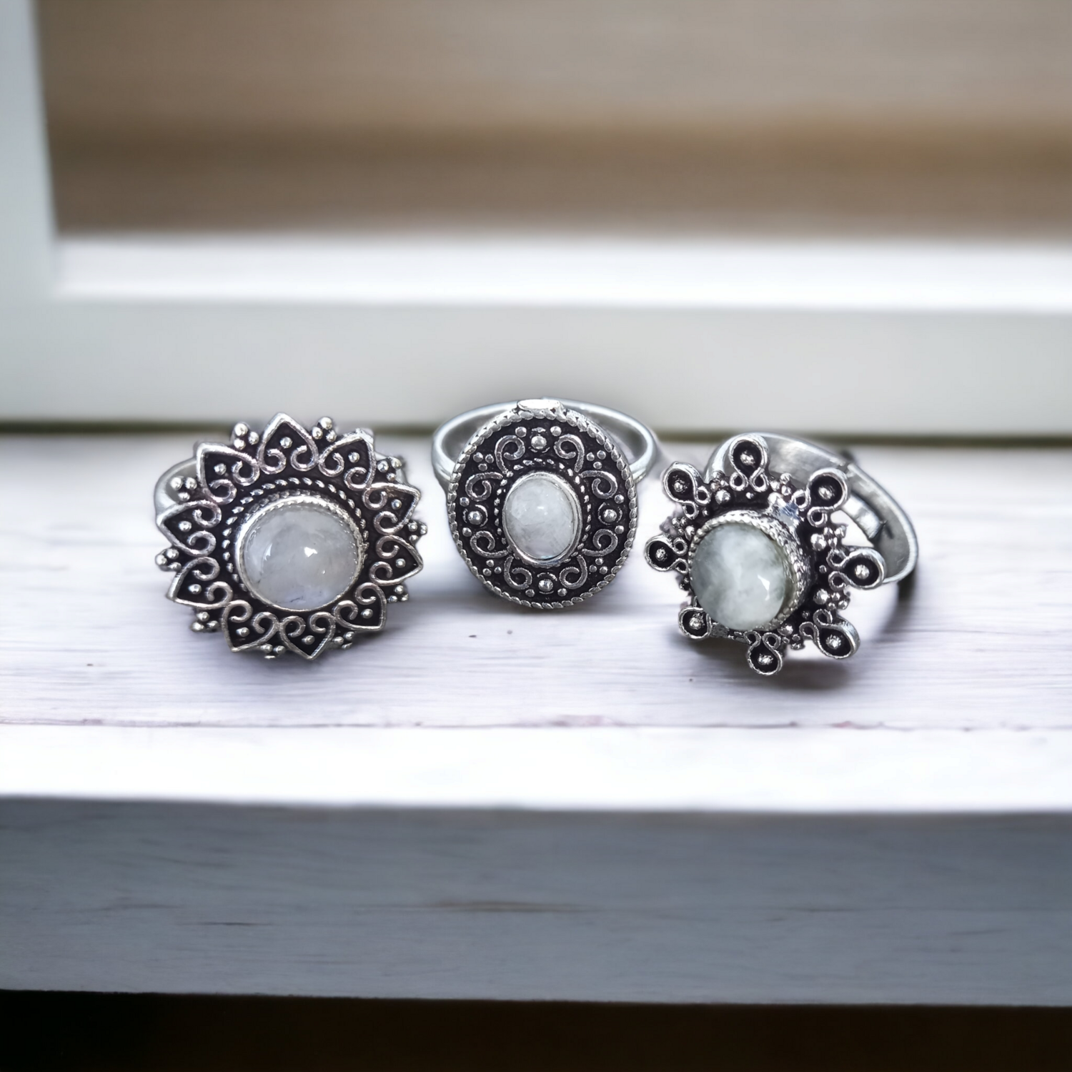 German silver Moonstone rings(each)