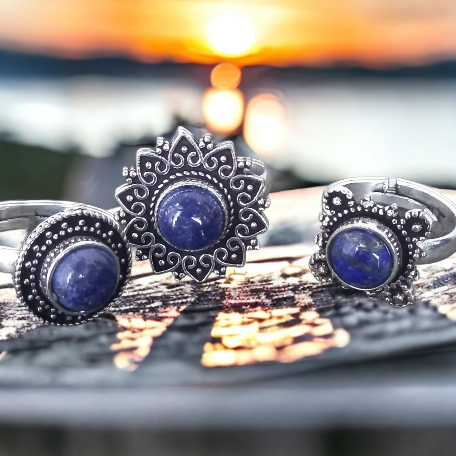 German silver Lapis rings(each)
