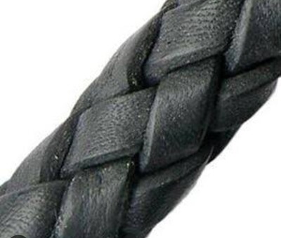 Braided  Leather  Black 10mm       (10 METRES)