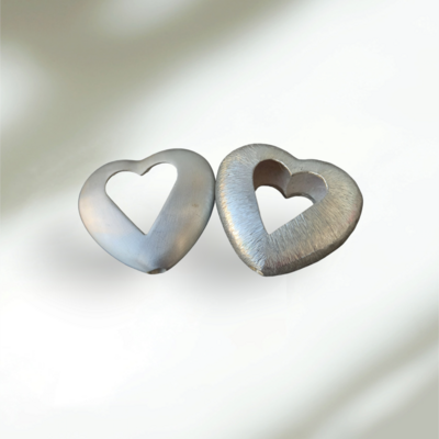 Metal heart(1)silver(brushed)