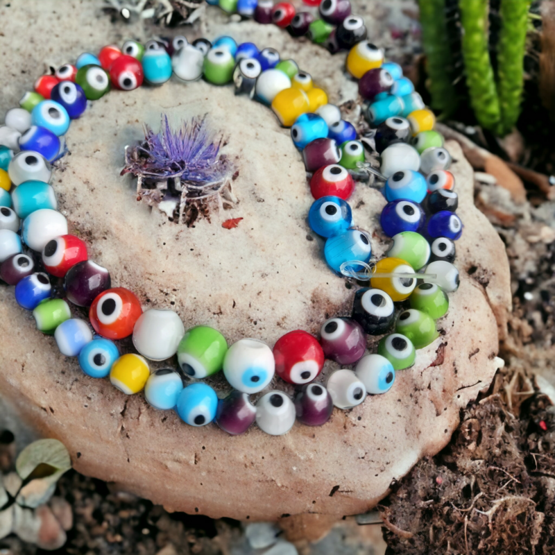 GLASS EVIL EYE  MULTI  6mm