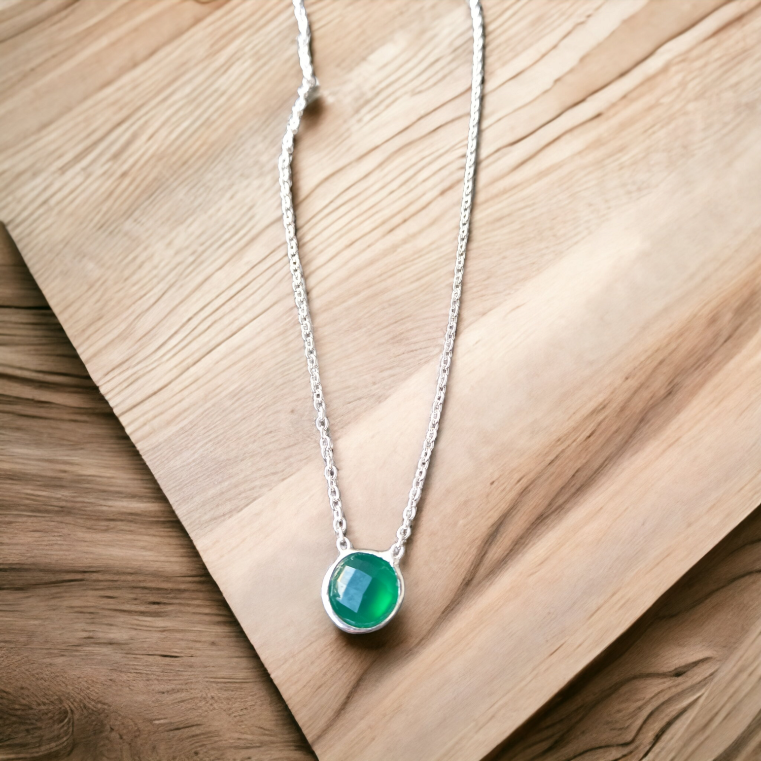 925.ss. necklace Green Onyx