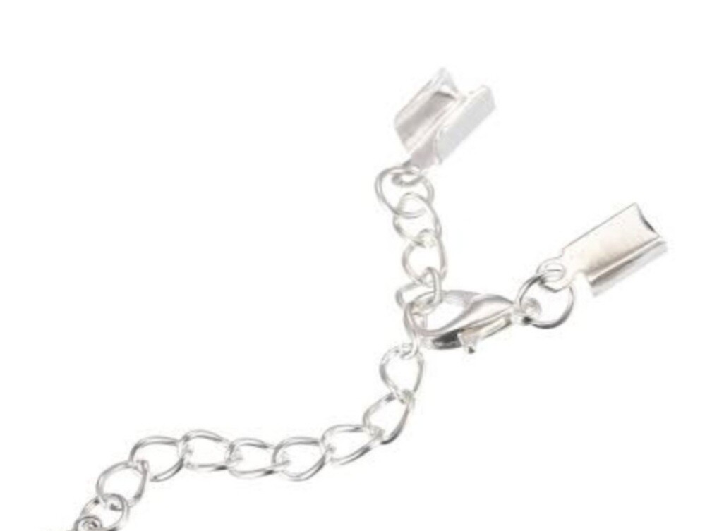 leather end set 3 silver(10 sets)2mm