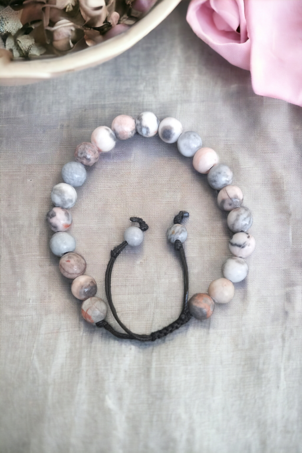 Semi-precious Pink Zebra bracelet 