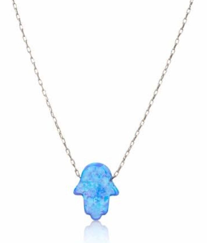 925 S Silver crushed opal hamsa