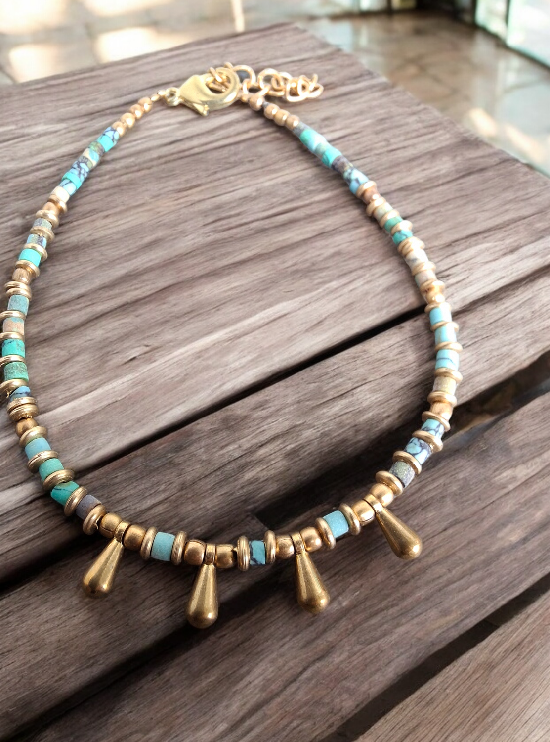 Brass and Turquoise bracelet 
