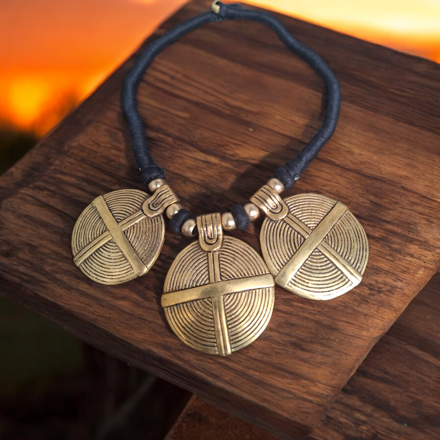 Brass 3 pendant necklace 