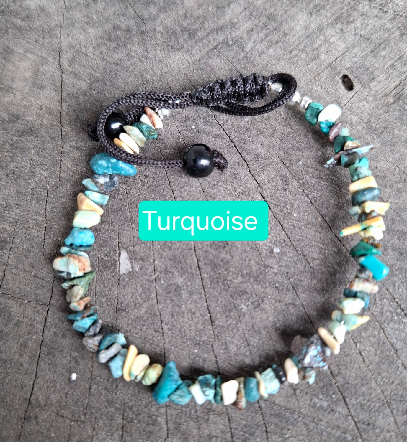 Semi-precious chip adjustable bracelet 