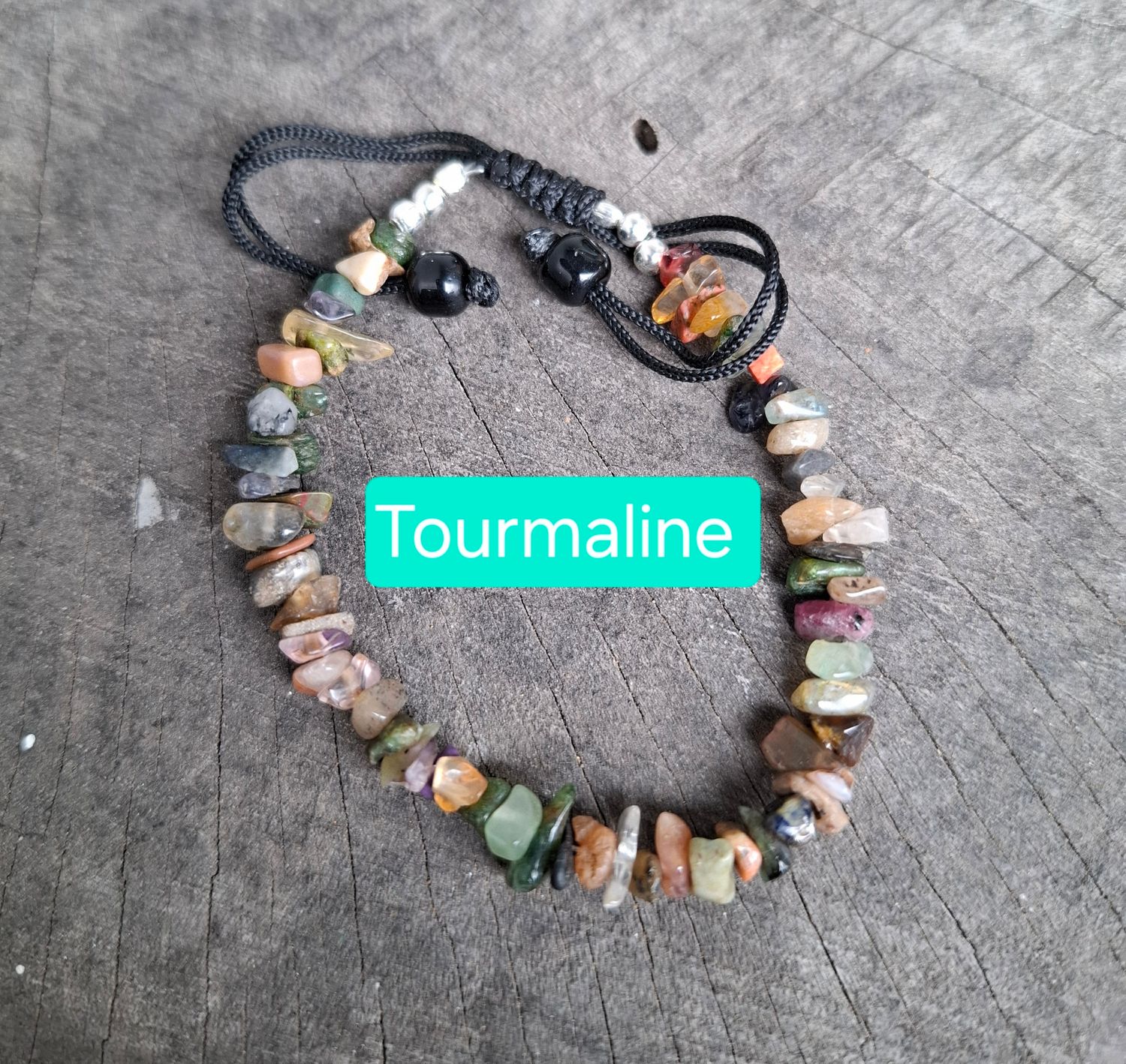 Semi-precious chip adjustable bracelet 