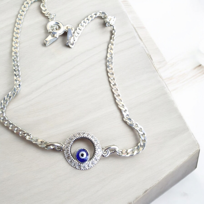 925 S Silver evil eye 19cm bracelet 